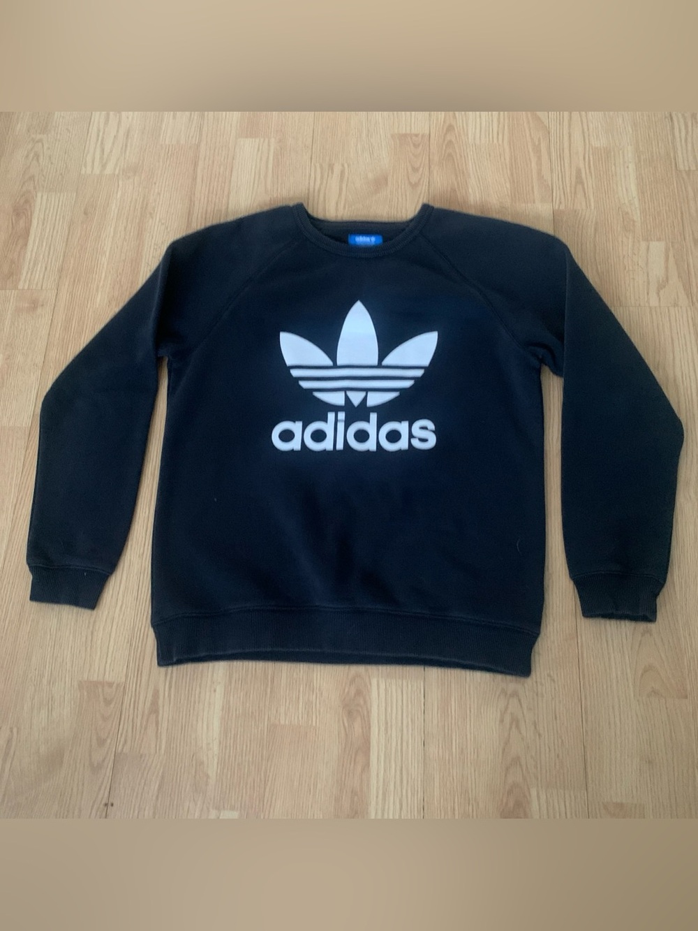 Adidas Unisex Black Sweatshirt Size L Crew Neck Long Sleeve Pullover Logo Top